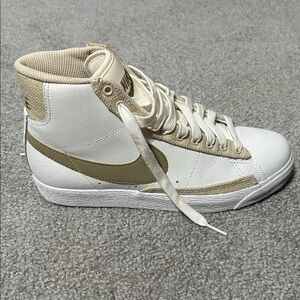 Nike High-Top Sneakers in White and Beige